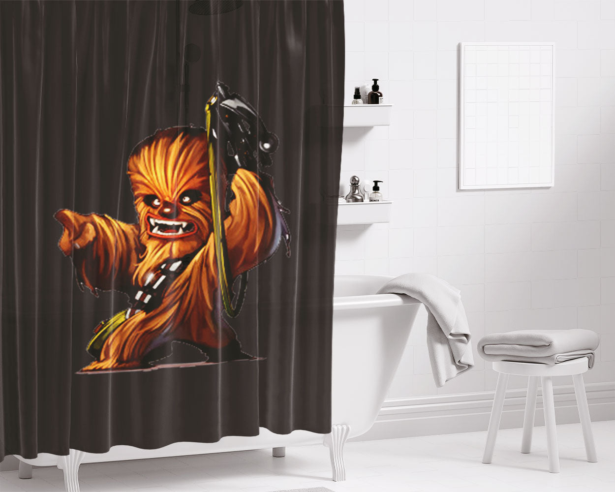 Return Of The Jedi Sci Fi The Force Chewbacca Bathroom Shower Curtain Fabric Waterproof | 66 X 72 Inch