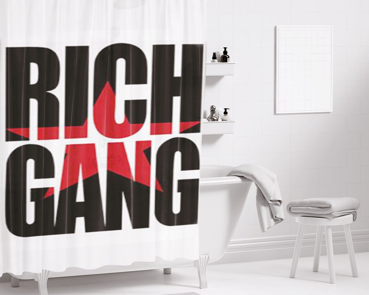Rich Gang Bathroom Shower Curtain Fabric Waterproof | 66 X 72 Inch