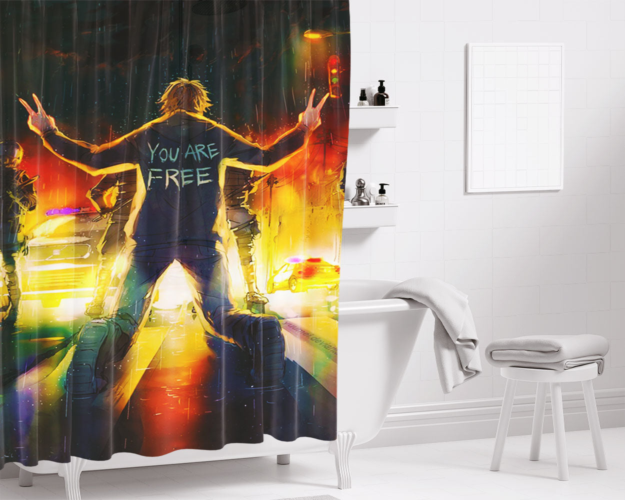 Riot Volvo Police Bathroom Shower Curtain Fabric Waterproof | 66 X 72 Inch
