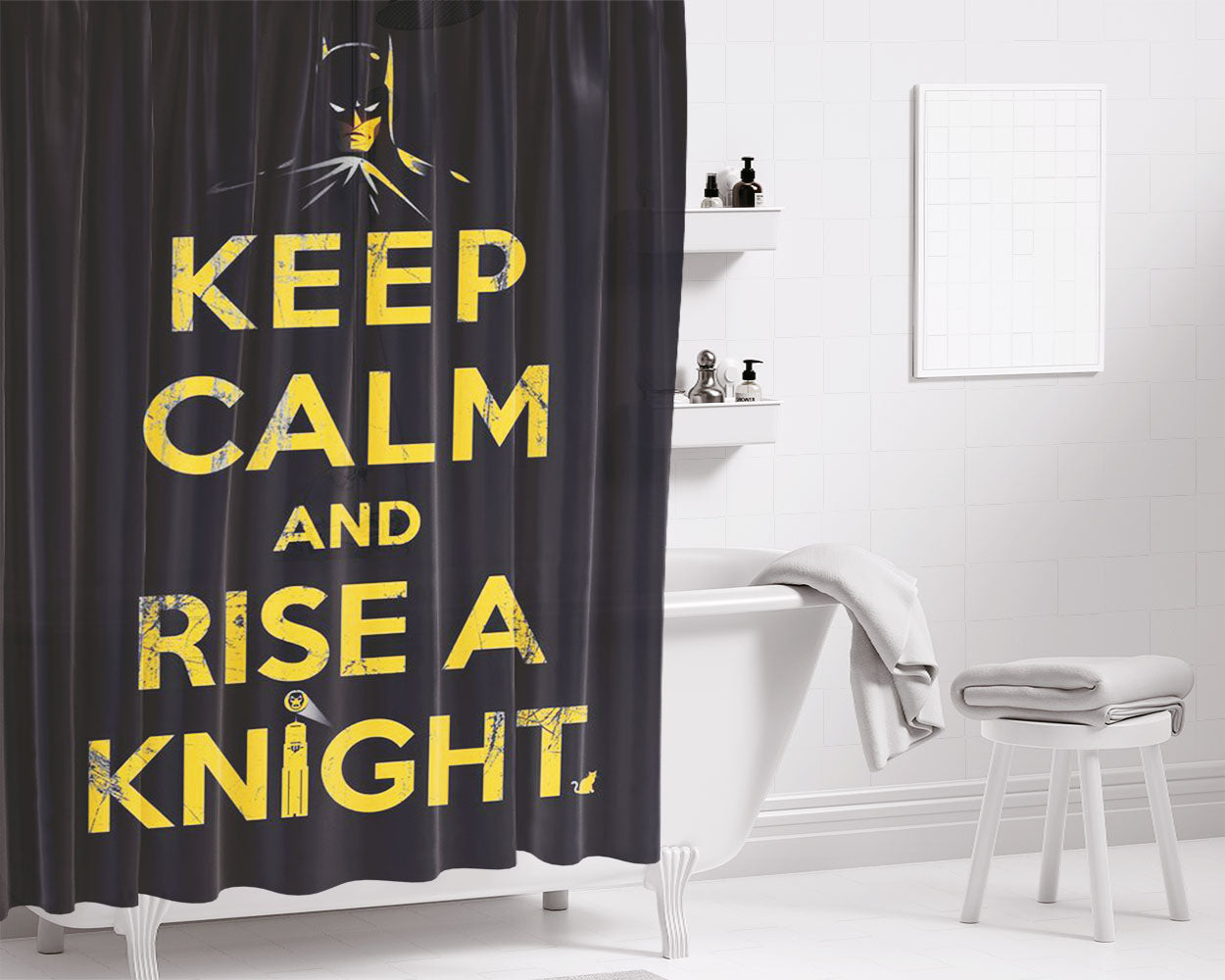 Rise A Knight Bathroom Shower Curtain Fabric Waterproof | 66 X 72 Inch