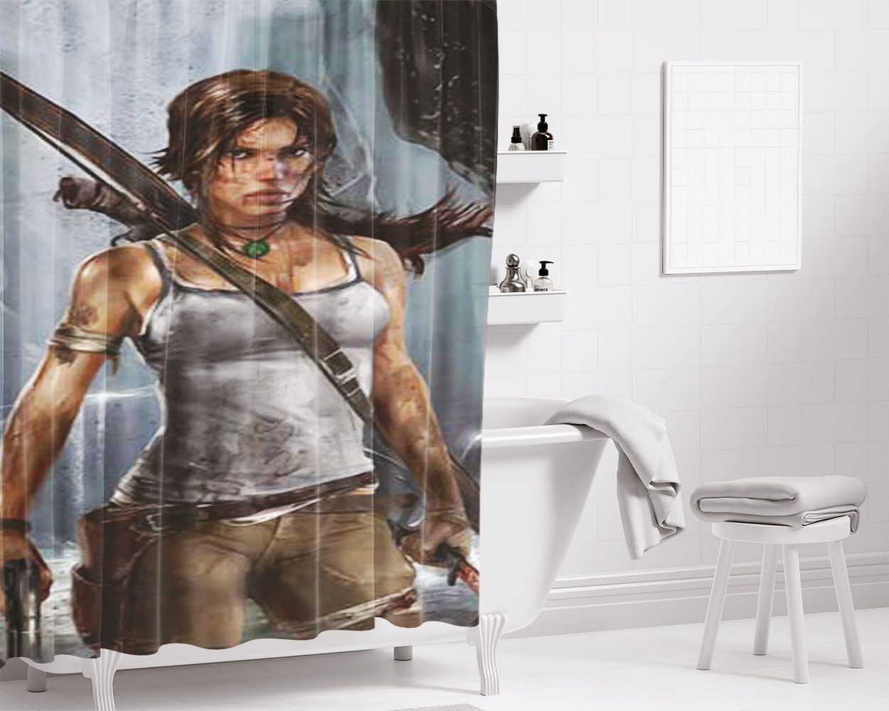 Tomb Raider Definitive Edition Bathroom Shower Curtain Fabric Waterproof | 66 X 72 Inch