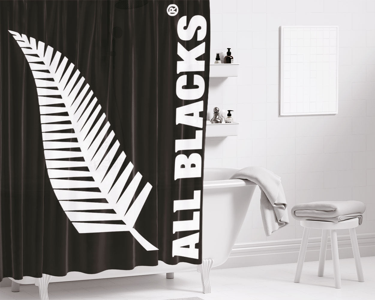 All Blacks Bathroom Shower Curtain Fabric Waterproof | 66 X 72 Inch