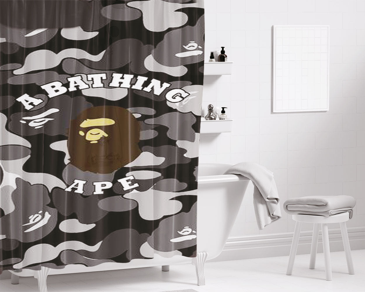 Bape Camo A Bathing Bathroom Shower Curtain Fabric Waterproof | 66 X 72 Inch