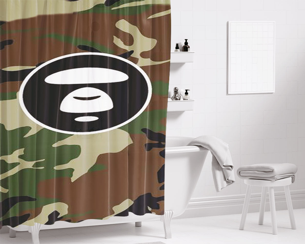 Bape Camo Aape Bathroom Shower Curtain Fabric Waterproof | 66 X 72 Inch