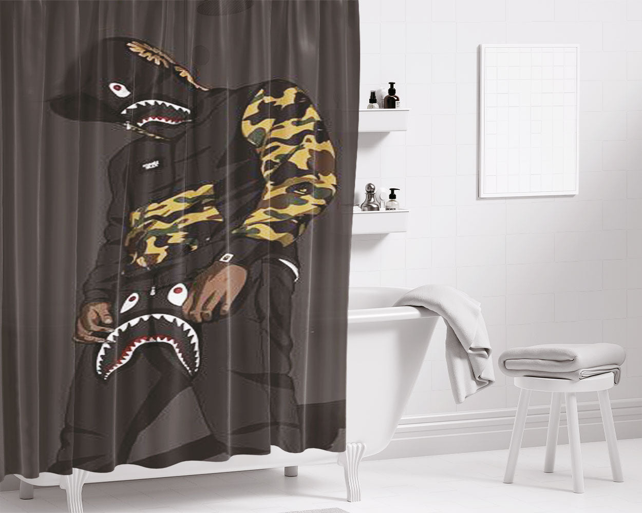 Bape Dop Bathroom Shower Curtain Fabric Waterproof | 66 X 72 Inch