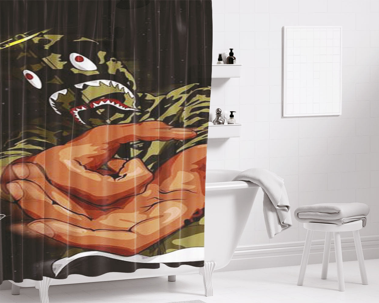 Bape Tumblr Wallpaper Bathroom Shower Curtain Fabric Waterproof | 66 X 72 Inch