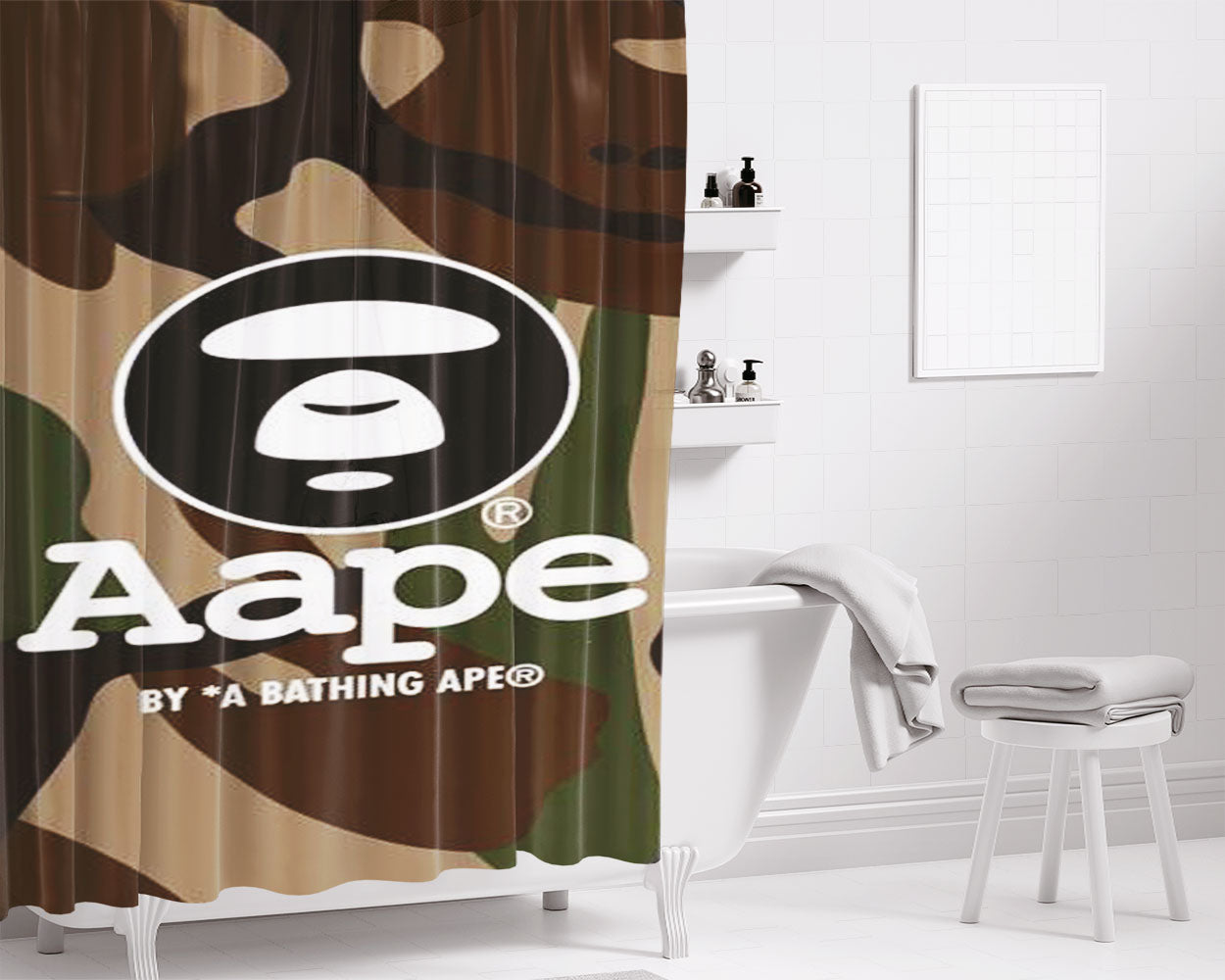 Bape W4908 Bathroom Shower Curtain Fabric Waterproof | 66 X 72 Inch
