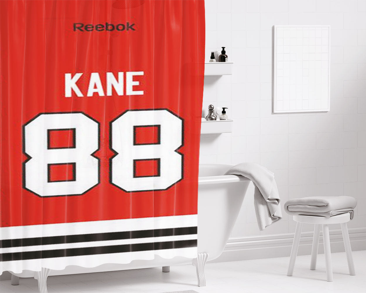 Chicago Blackhawks Patrick Kane Jersey Back Bathroom Shower Curtain Fabric Waterproof | 66 X 72 Inch
