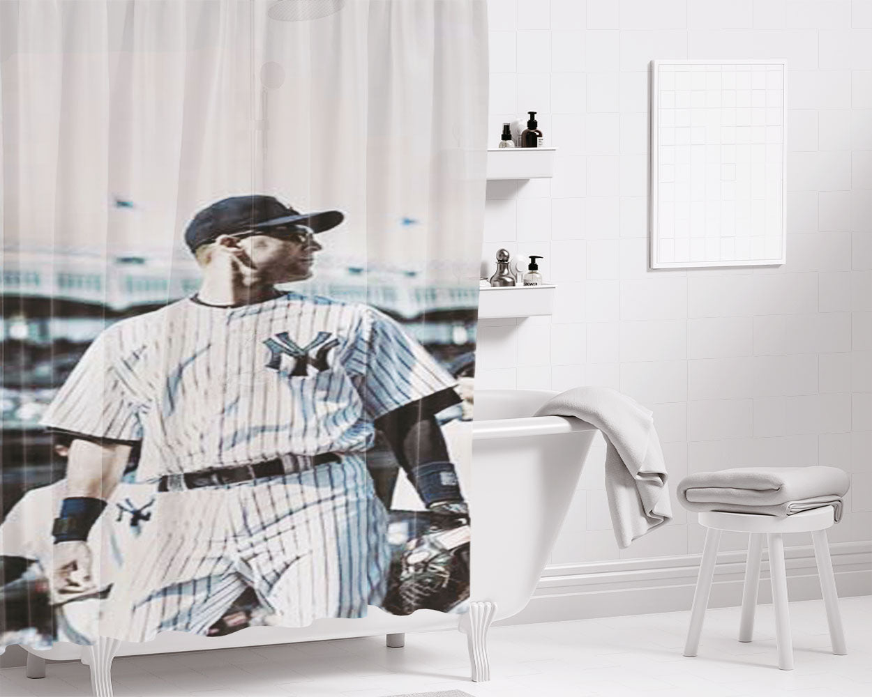 Derek Jeter Bathroom Shower Curtain Fabric Waterproof | 66 X 72 Inch