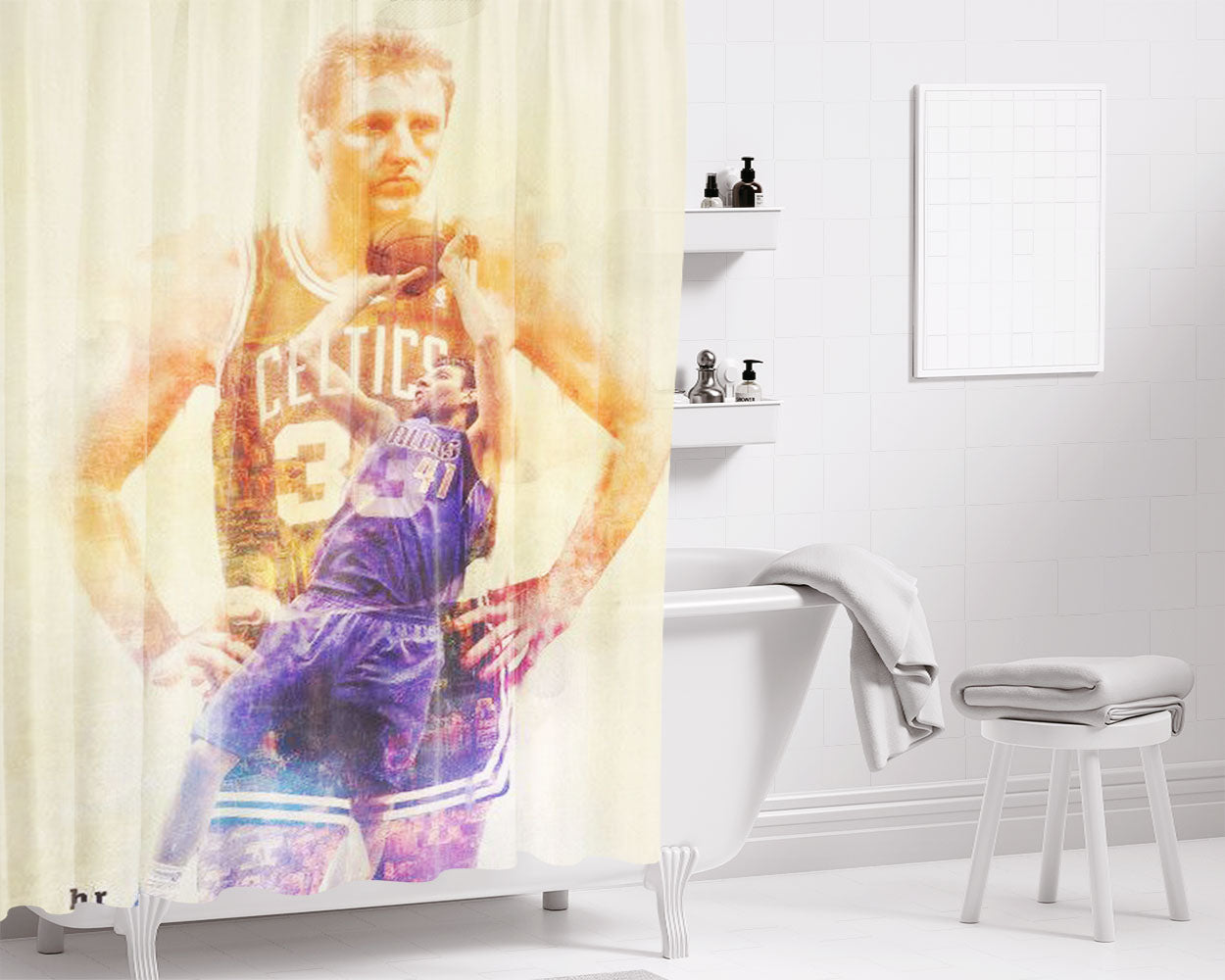 Dirk Nowitzki Celtics Nba Bathroom Shower Curtain Fabric Waterproof | 66 X 72 Inch