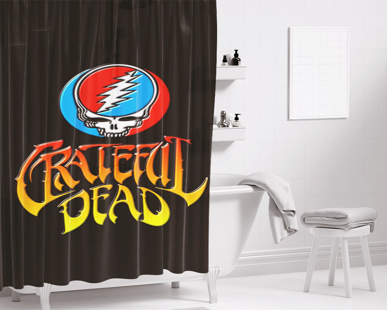 Grateful Dead Logo Bathroom Shower Curtain Fabric Waterproof | 66 X 72 Inch