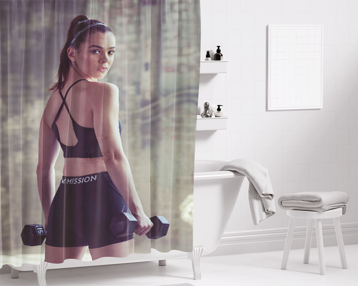 Hailee Steinfeld Fitness Bathroom Shower Curtain Fabric Waterproof | 66 X 72 Inch