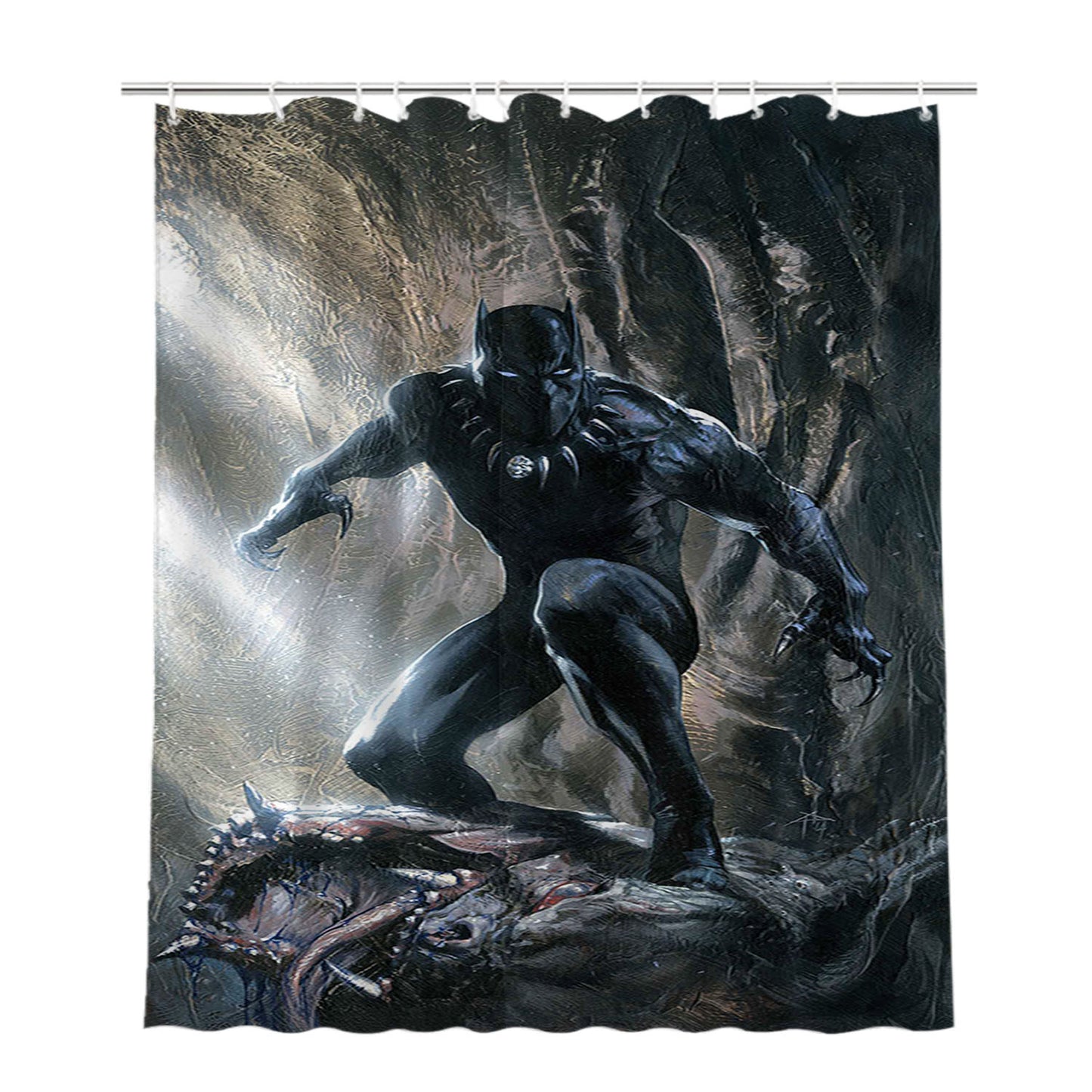 Black Panther Marvel Bathroom Shower Curtain Fabric Waterproof | 66 X 72 Inch