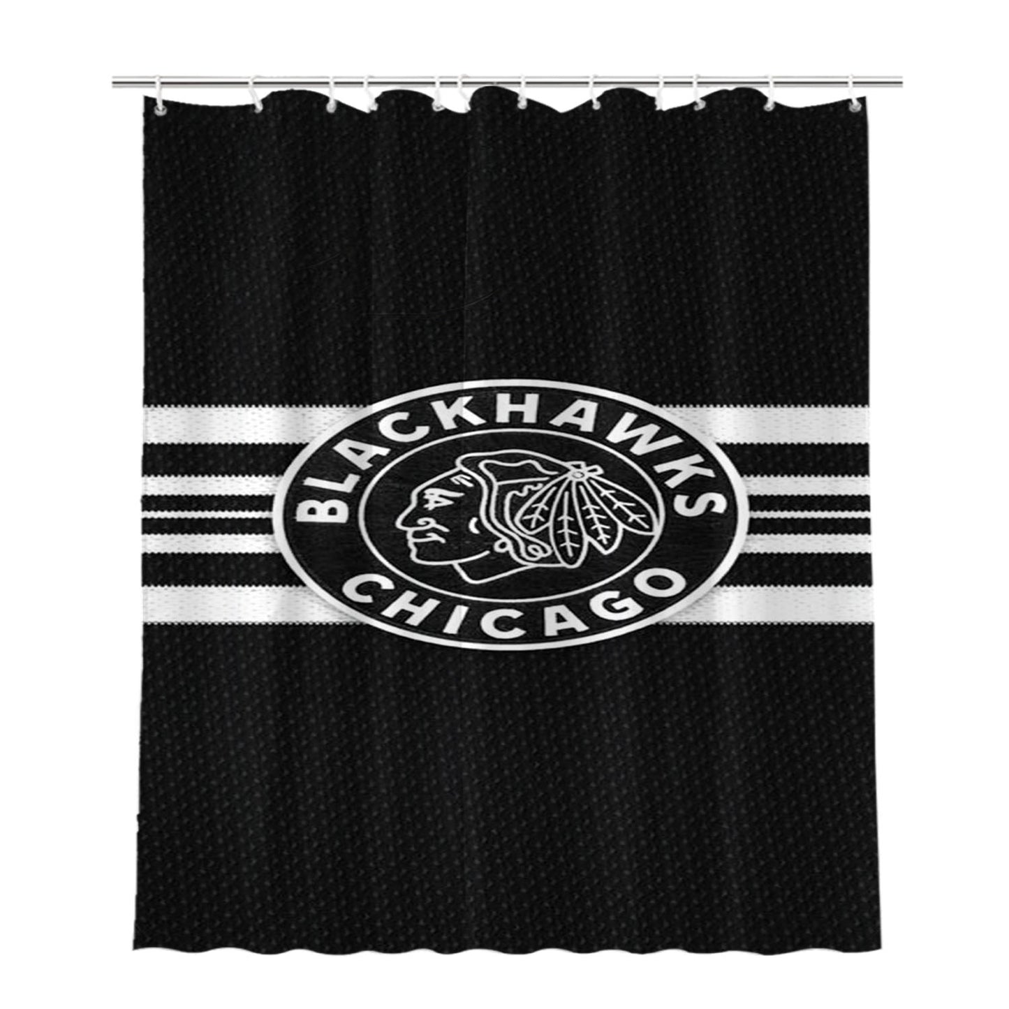 Blackhawks Chicago Bathroom Shower Curtain Fabric Waterproof | 66 X 72 Inch