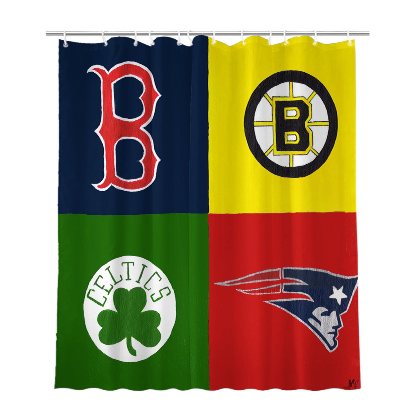Boston Sports Lovah Bathroom Shower Curtain Fabric Waterproof | 66 X 72 Inch
