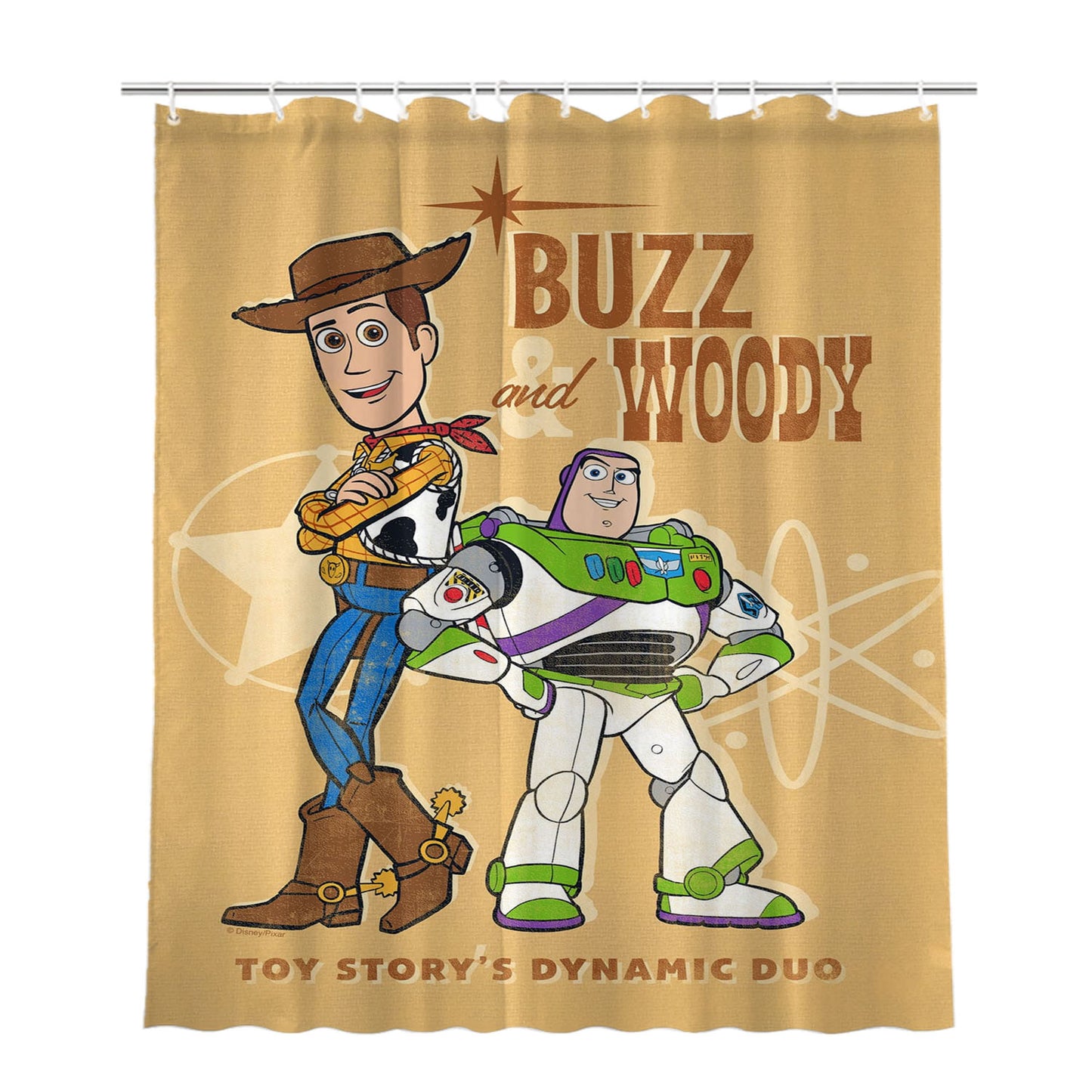 Buzz & Woody Dynamic Duo Bathroom Shower Curtain Fabric Waterproof | 66 X 72 Inch