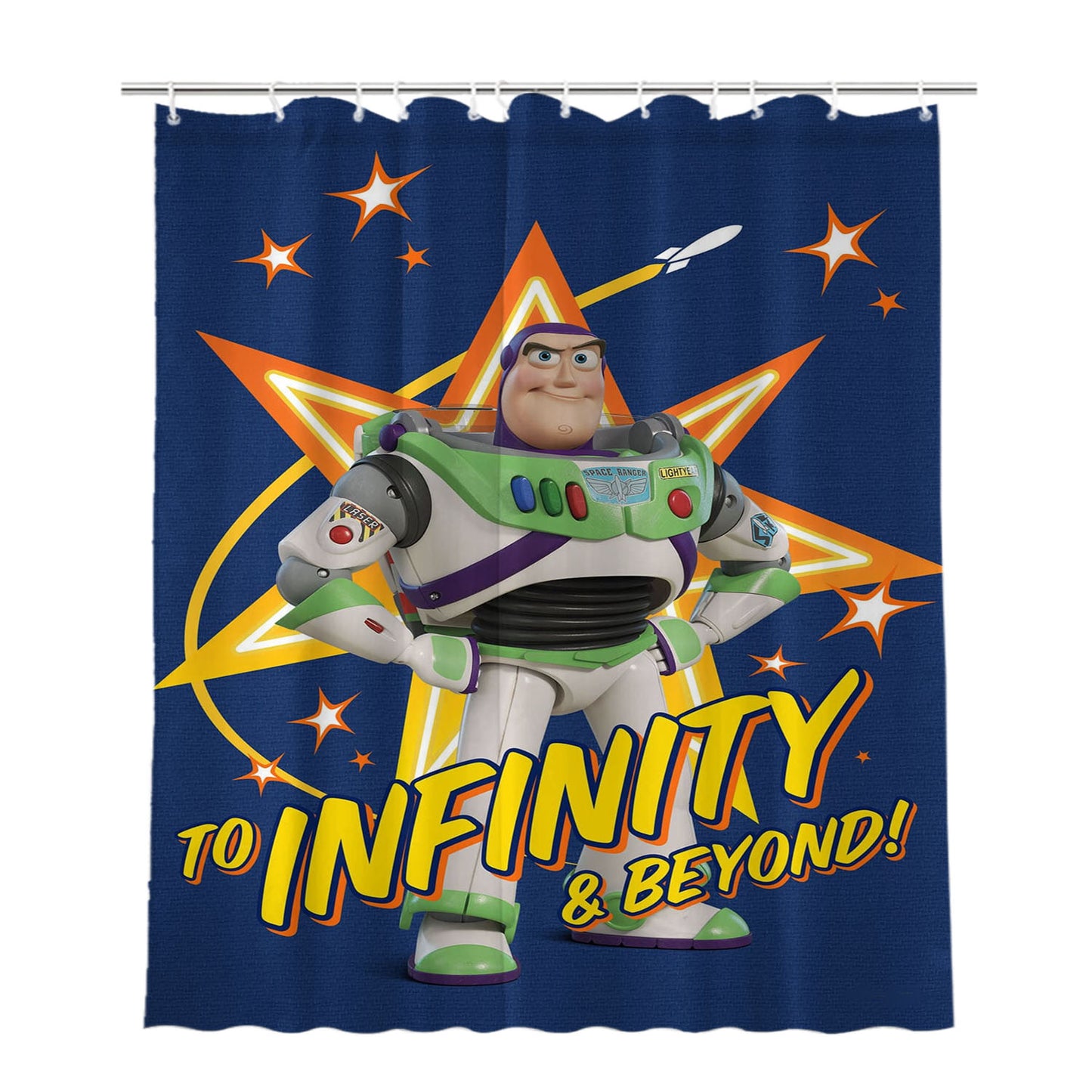 Buzz Lightyear Infinity & Beyond Bathroom Shower Curtain Fabric Waterproof | 66 X 72 Inch