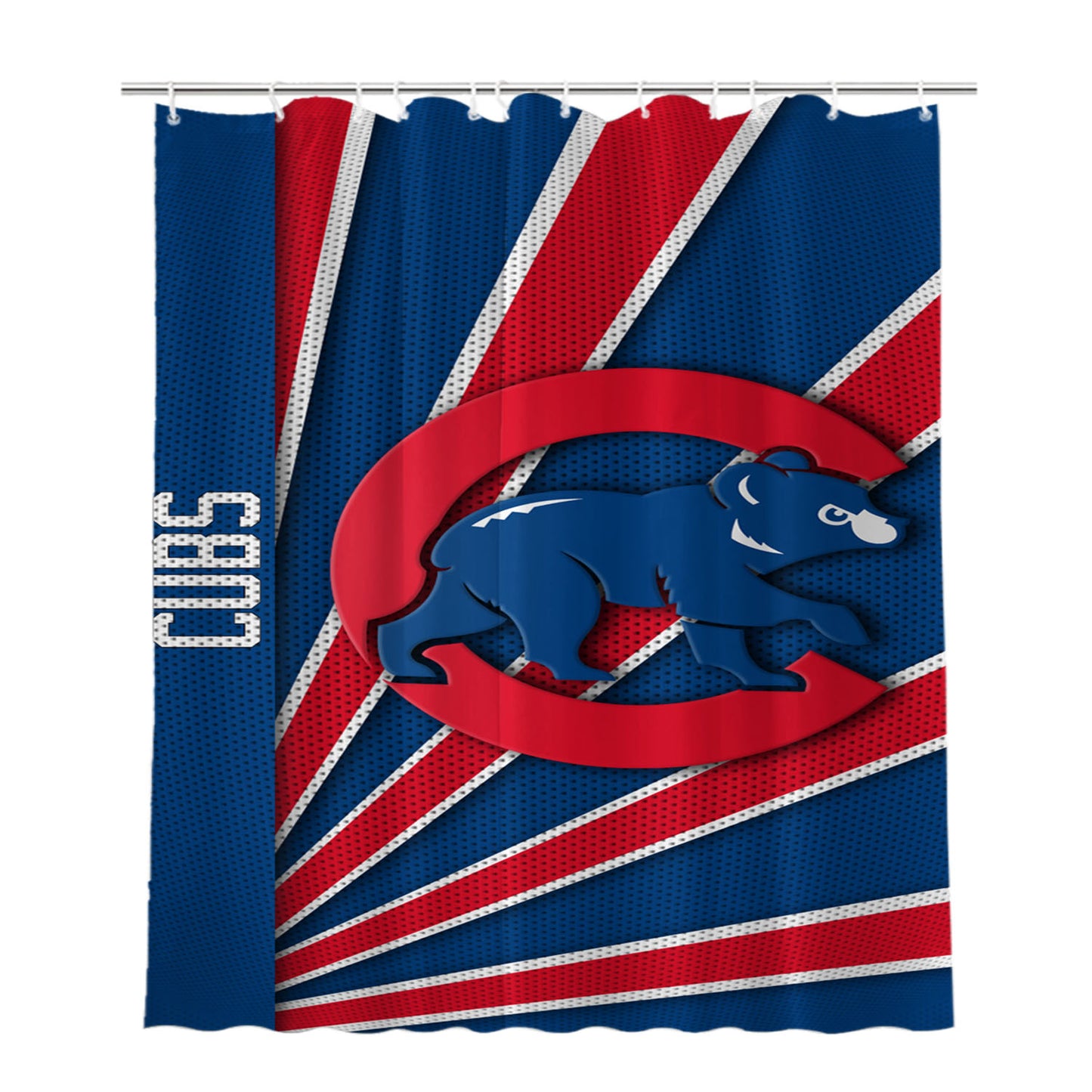Chicago Cubs Logo Stripe Bathroom Shower Curtain Fabric Waterproof | 66 X 72 Inch