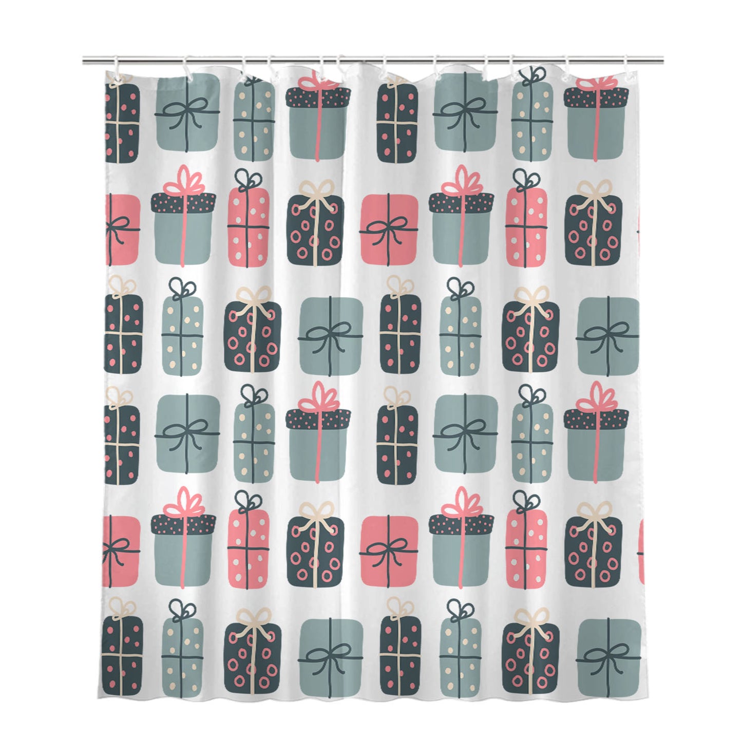 Christmas Patterns Set 02 Bathroom Shower Curtain Fabric Waterproof | 66 X 72 Inch