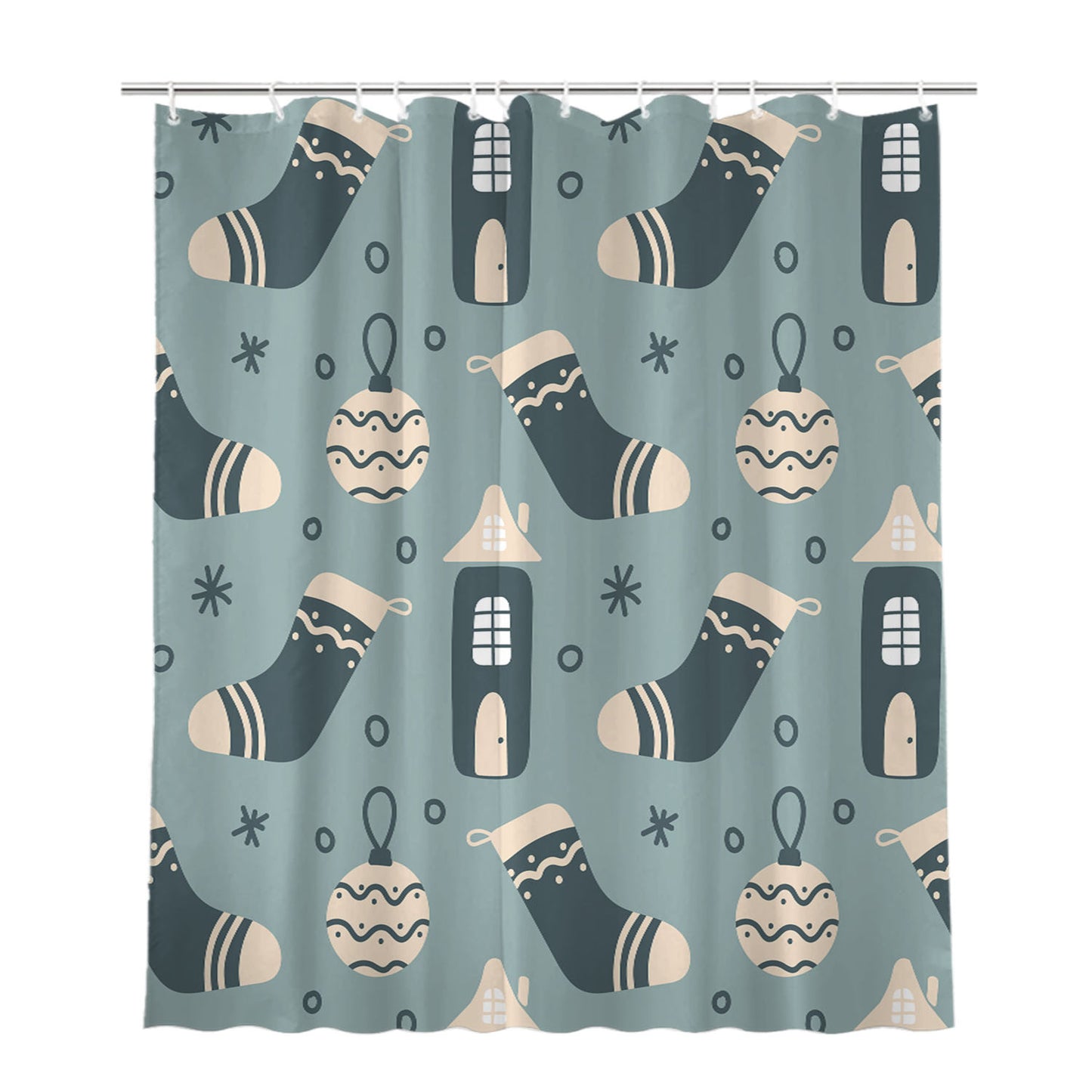 Christmas Patterns Set 05 Bathroom Shower Curtain Fabric Waterproof | 66 X 72 Inch