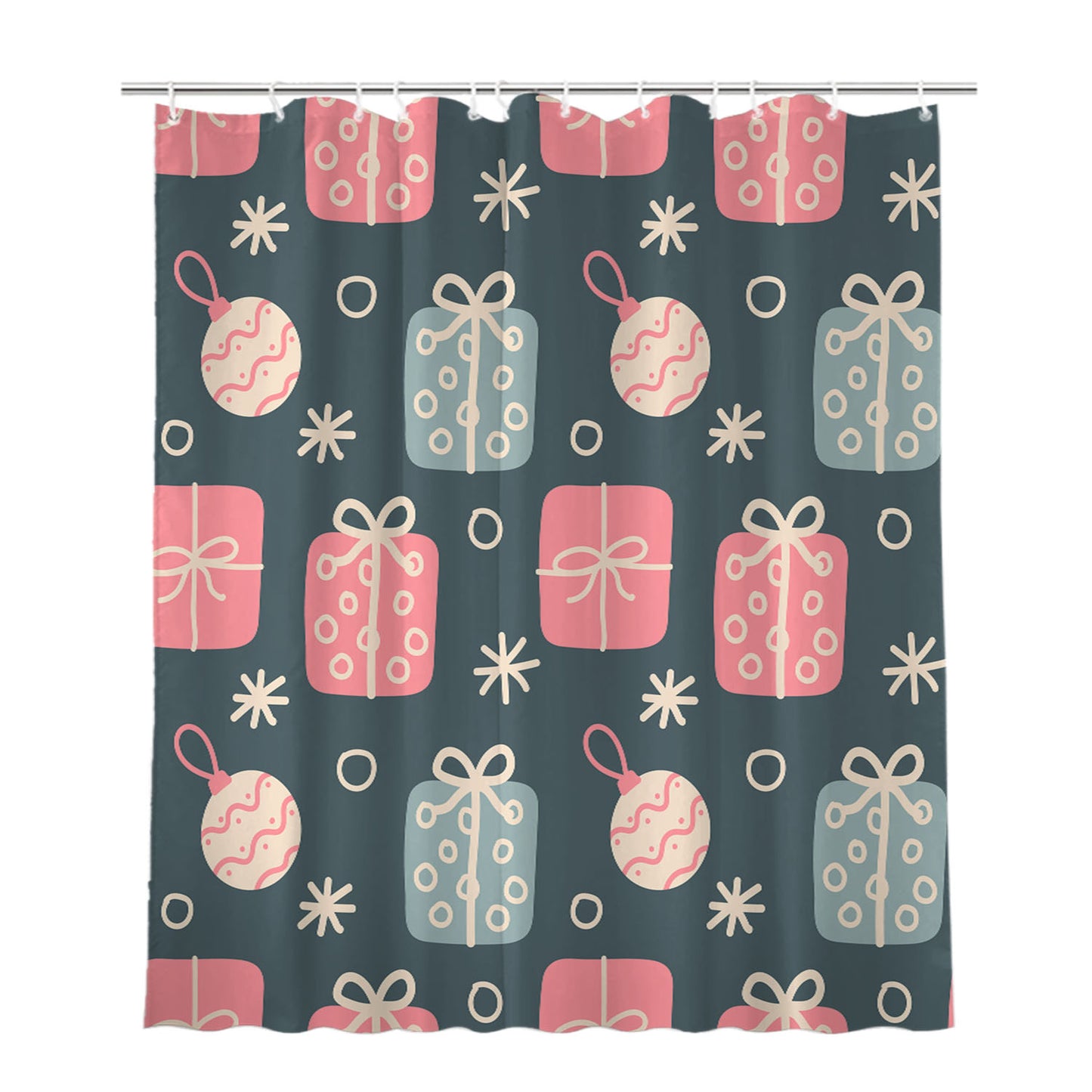 Christmas Patterns Set 09 Bathroom Shower Curtain Fabric Waterproof | 66 X 72 Inch