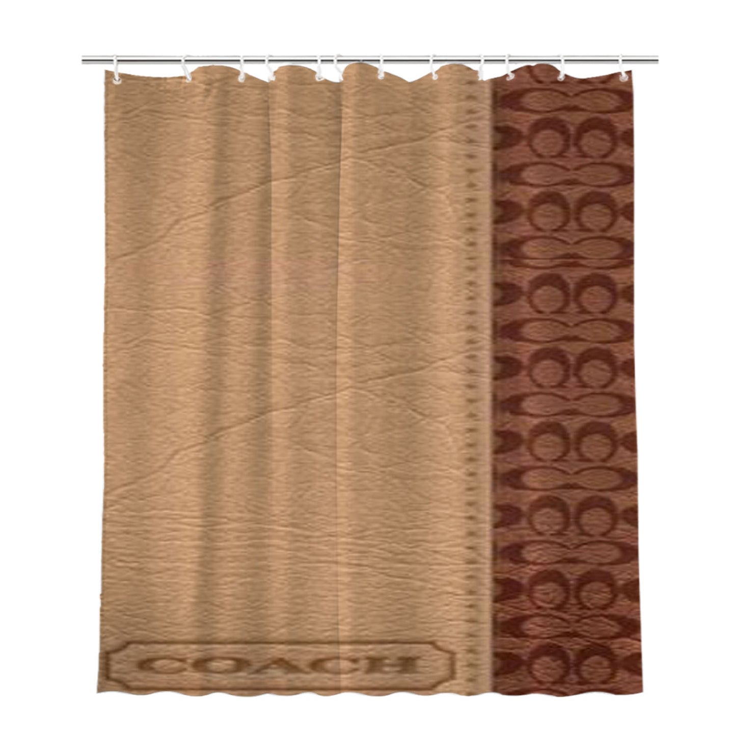 Coach Brown Bathroom Shower Curtain Fabric Waterproof | 66 X 72 Inch
