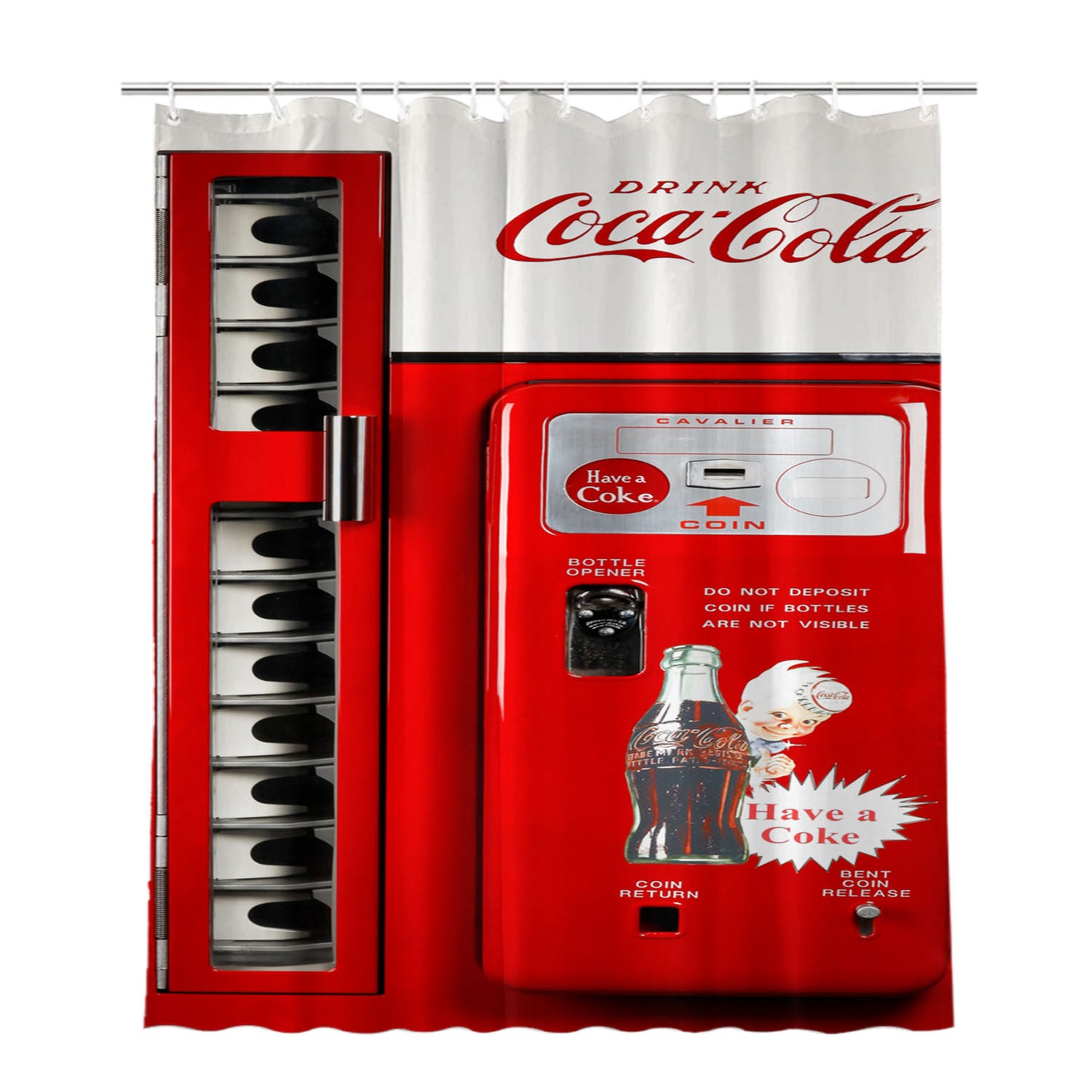 Cocacola Machine Bathroom Shower Curtain Fabric Waterproof | 66 X 72 Inch