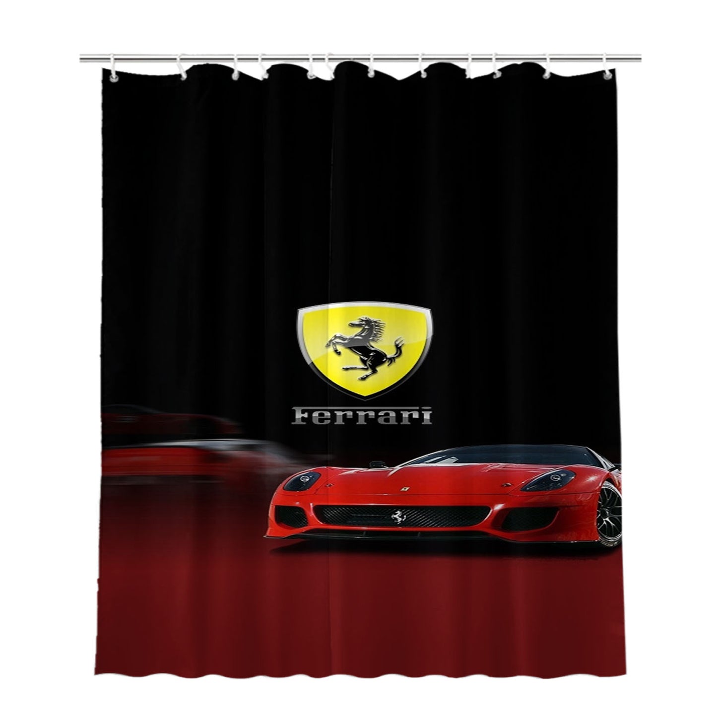Fast Car Ferrari Bathroom Shower Curtain Fabric Waterproof | 66 X 72 Inch