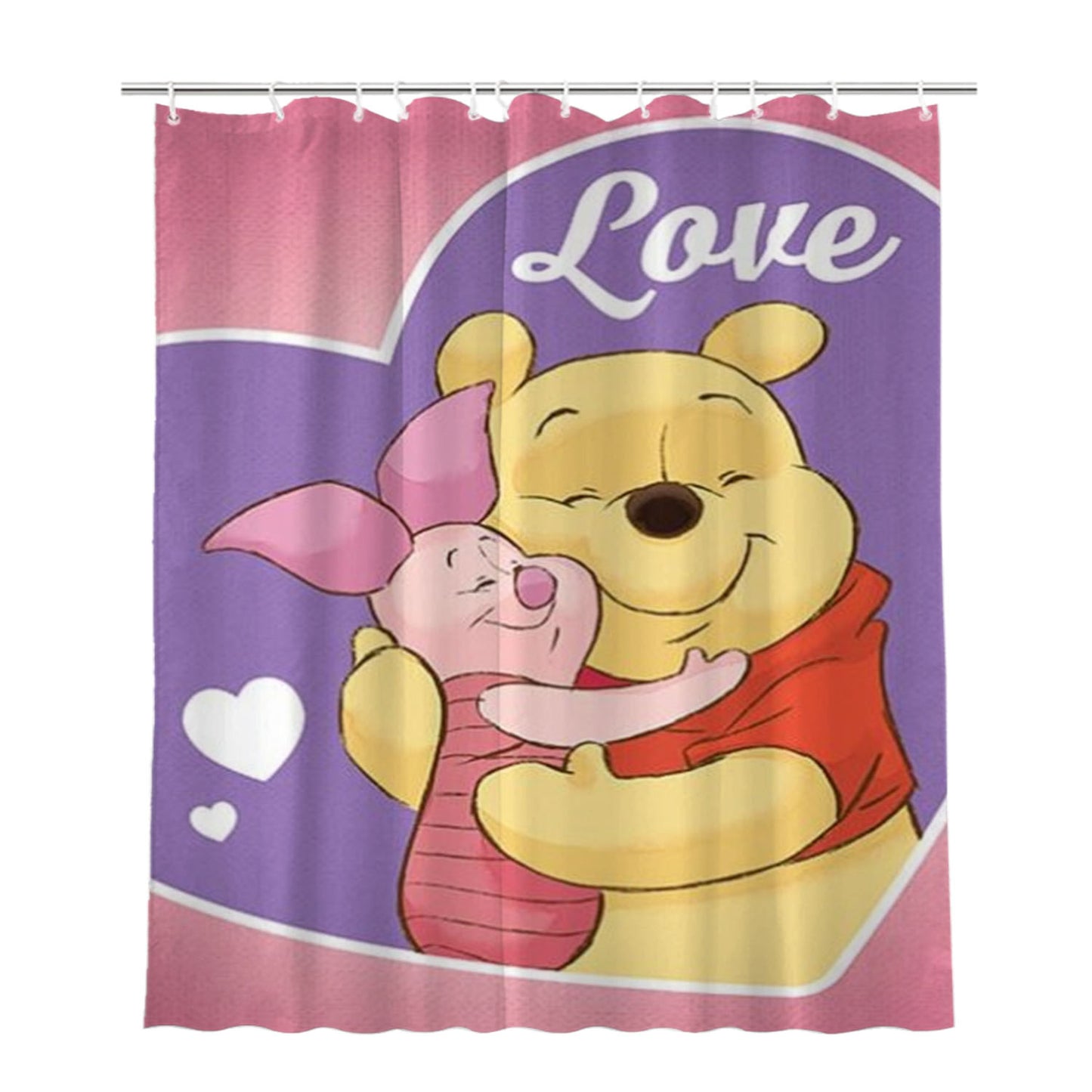 Friendship Love Pooh & Piglet Bathroom Shower Curtain Fabric Waterproof | 66 X 72 Inch