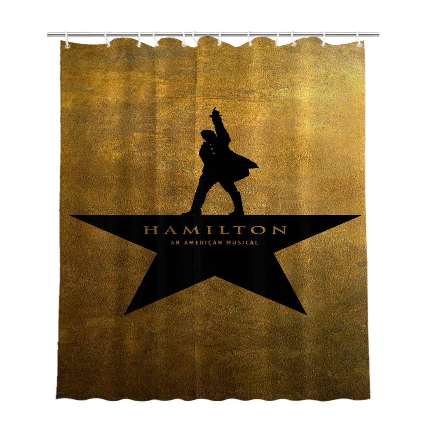 Hamilton The Musical Golden Bathroom Shower Curtain Fabric Waterproof | 66 X 72 Inch