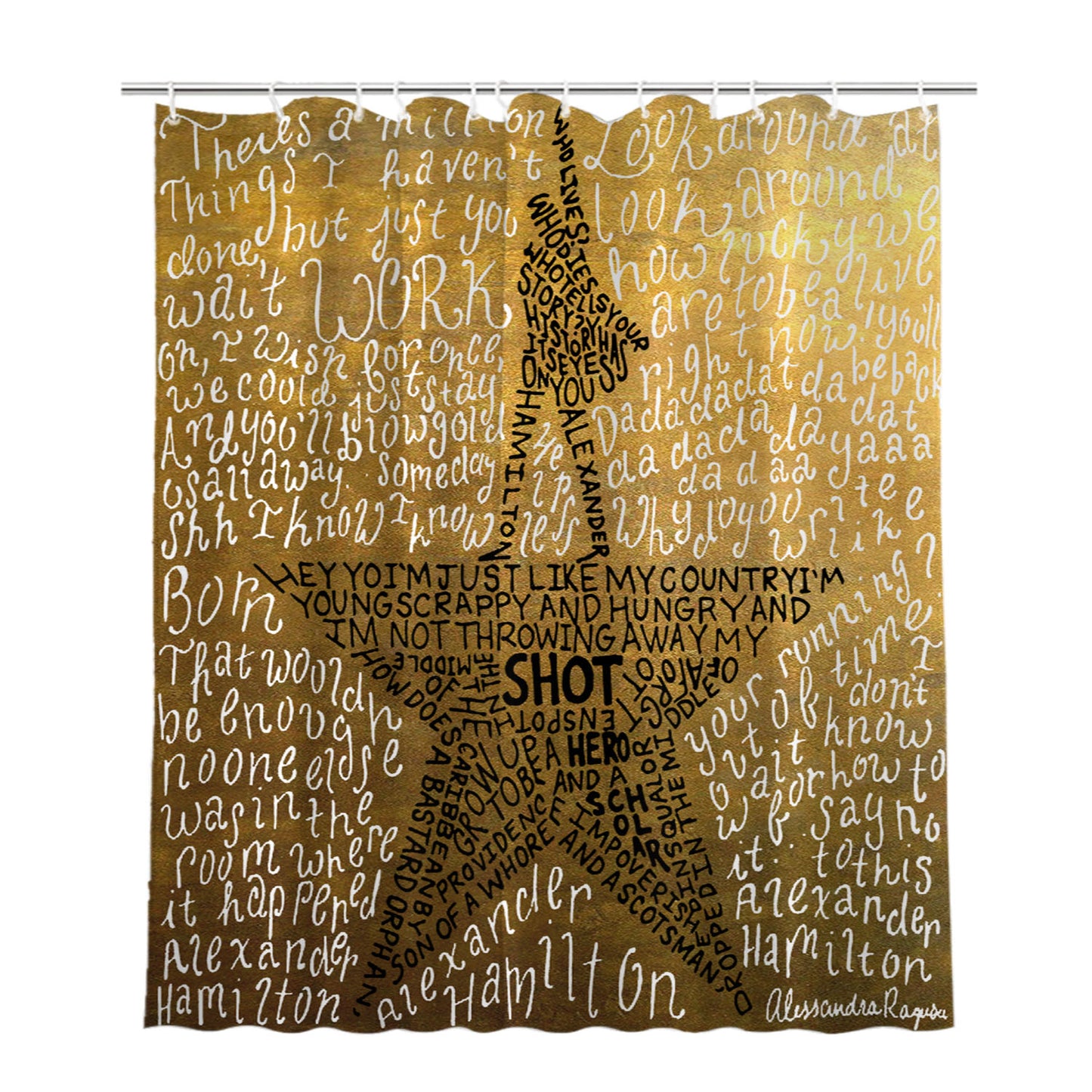 Hamilton The Musical Lyric Bathroom Shower Curtain Fabric Waterproof | 66 X 72 Inch