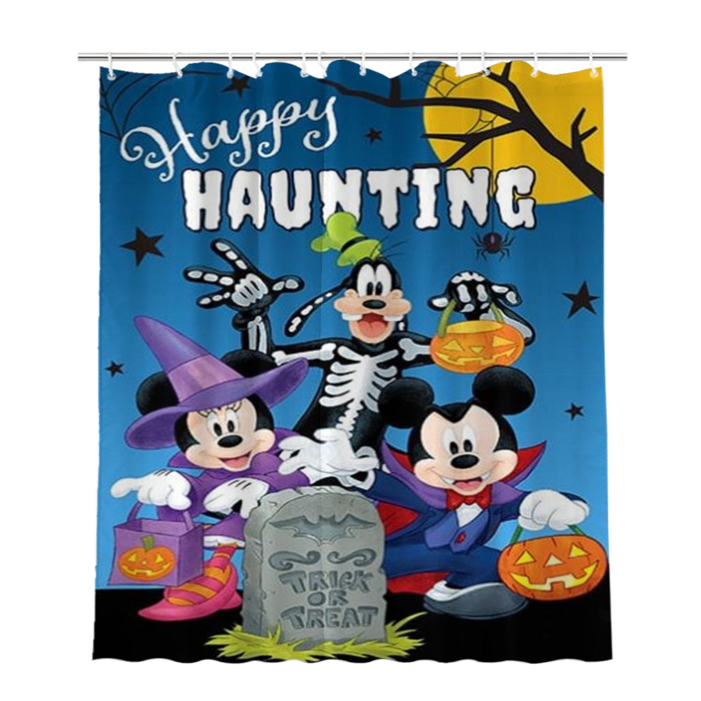Happy Haunting Disney Gang Bathroom Shower Curtain Fabric Waterproof | 66 X 72 Inch