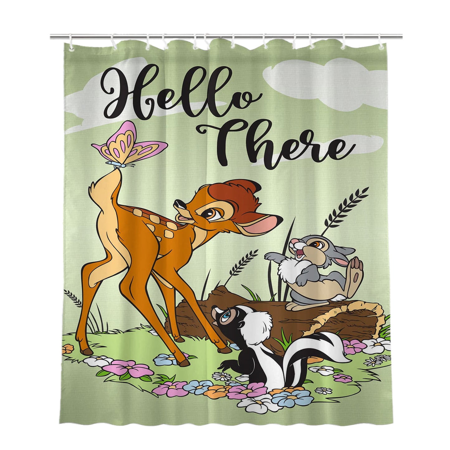 Hello There Bambi Bathroom Shower Curtain Fabric Waterproof | 66 X 72 Inch