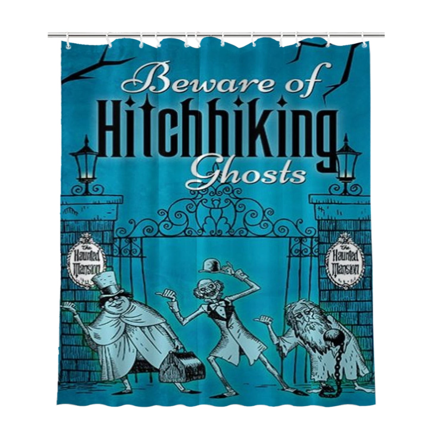Hitchhiking-Ghosts-Haunted-Mansi Bathroom Shower Curtain Fabric Waterproof | 66 X 72 Inch