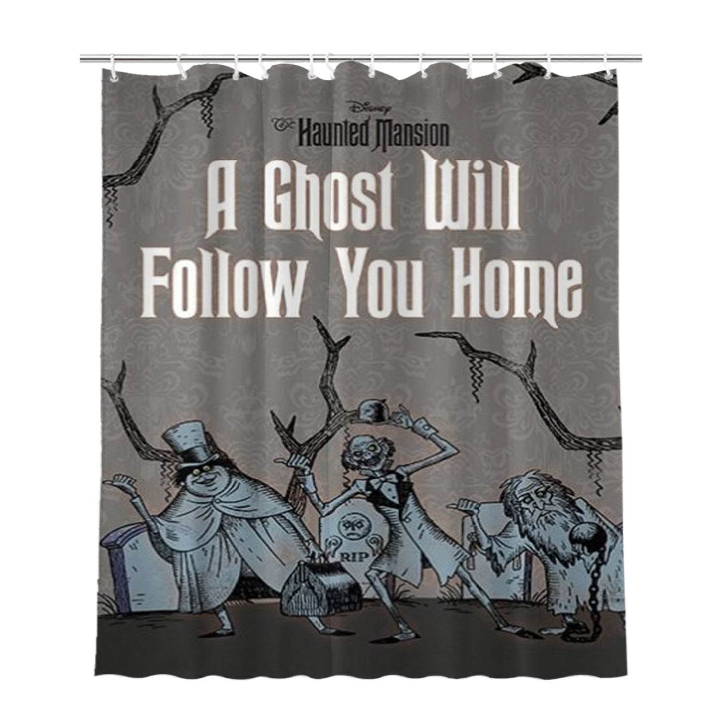 Hitchhiking Ghosts Haunted Mansion Bathroom Shower Curtain Fabric Waterproof | 66 X 72 Inch