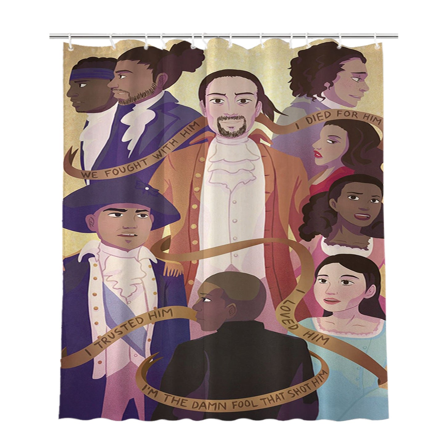 I M The Damn Fool That Shot Him Hamilton American Musical Bathroom Shower Curtain Fabric Waterproof | 66 X 72 Inch