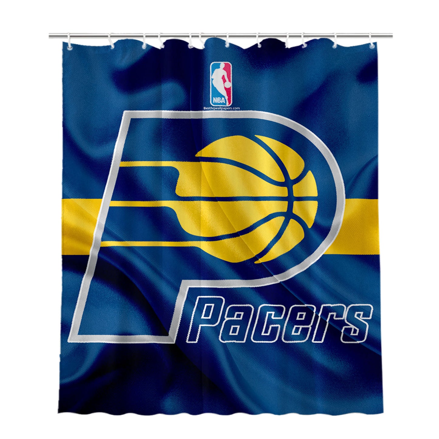 Indiana Pacers Basketball Club Logo Bathroom Shower Curtain Fabric Waterproof | 66 X 72 Inch