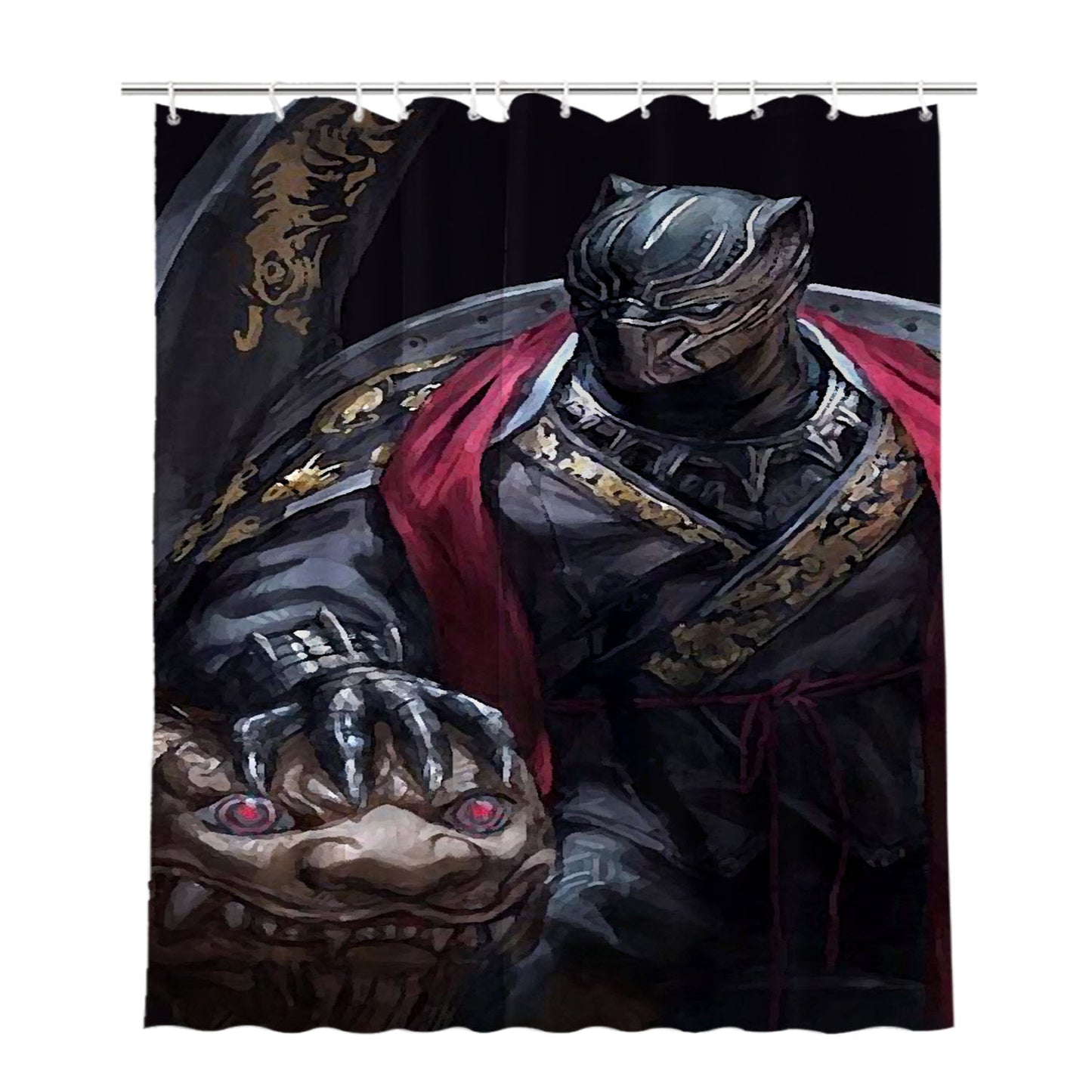 King Black Panther Bathroom Shower Curtain Fabric Waterproof | 66 X 72 Inch