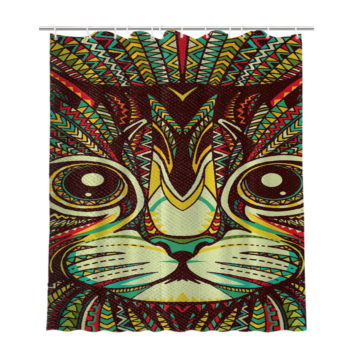 Kitten Aztec Pattern Bathroom Shower Curtain Fabric Waterproof | 66 X 72 Inch