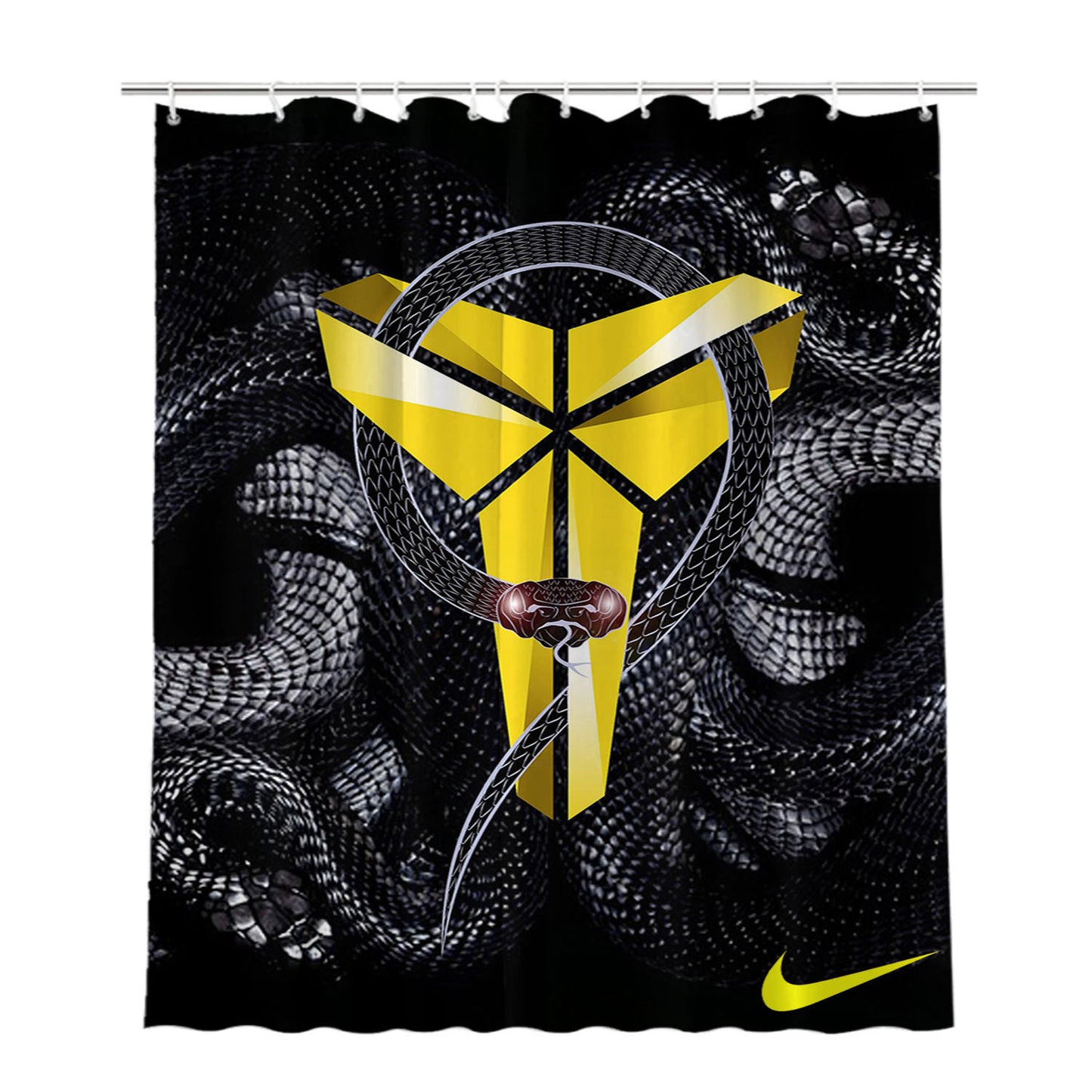 Kobe Bryant Nike Snake Logo Bathroom Shower Curtain Fabric Waterproof | 66 X 72 Inch