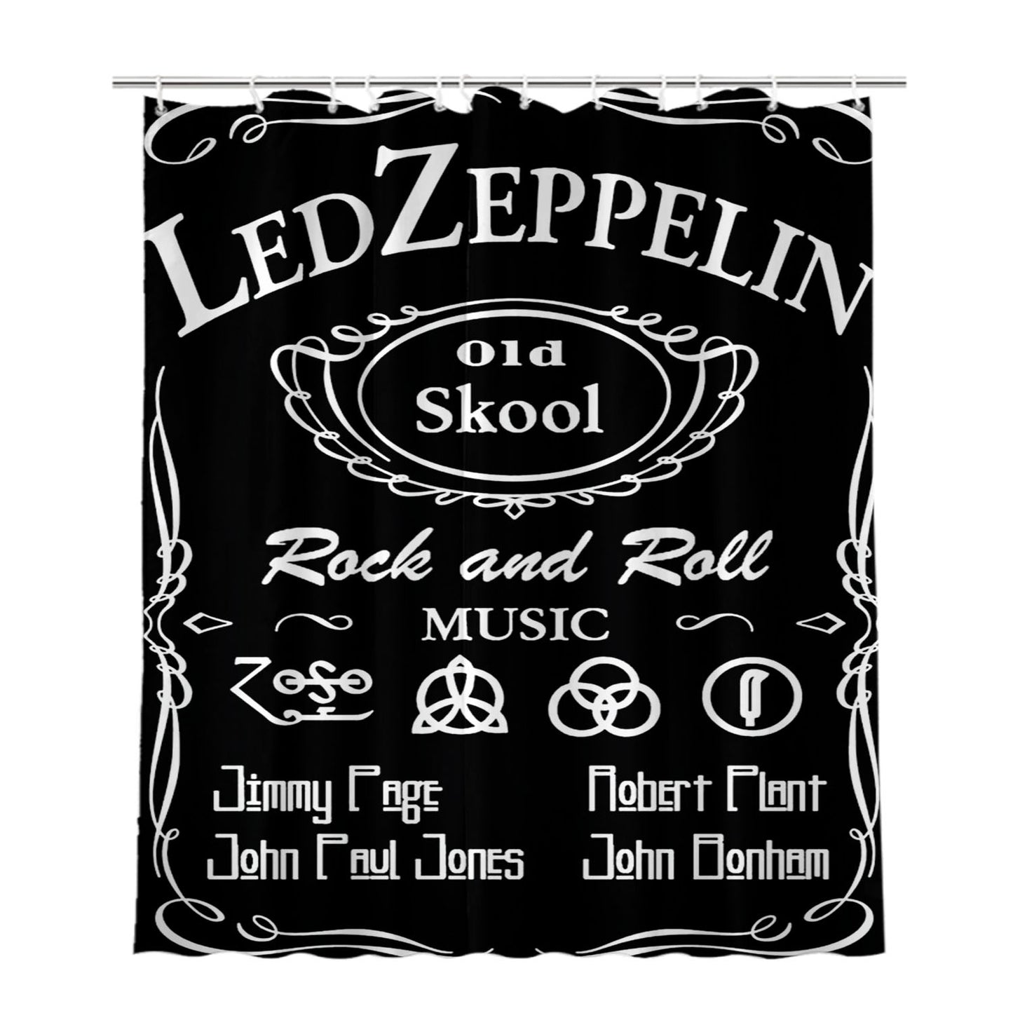 Led Zeppelin Old Skool Bathroom Shower Curtain Fabric Waterproof | 66 X 72 Inch