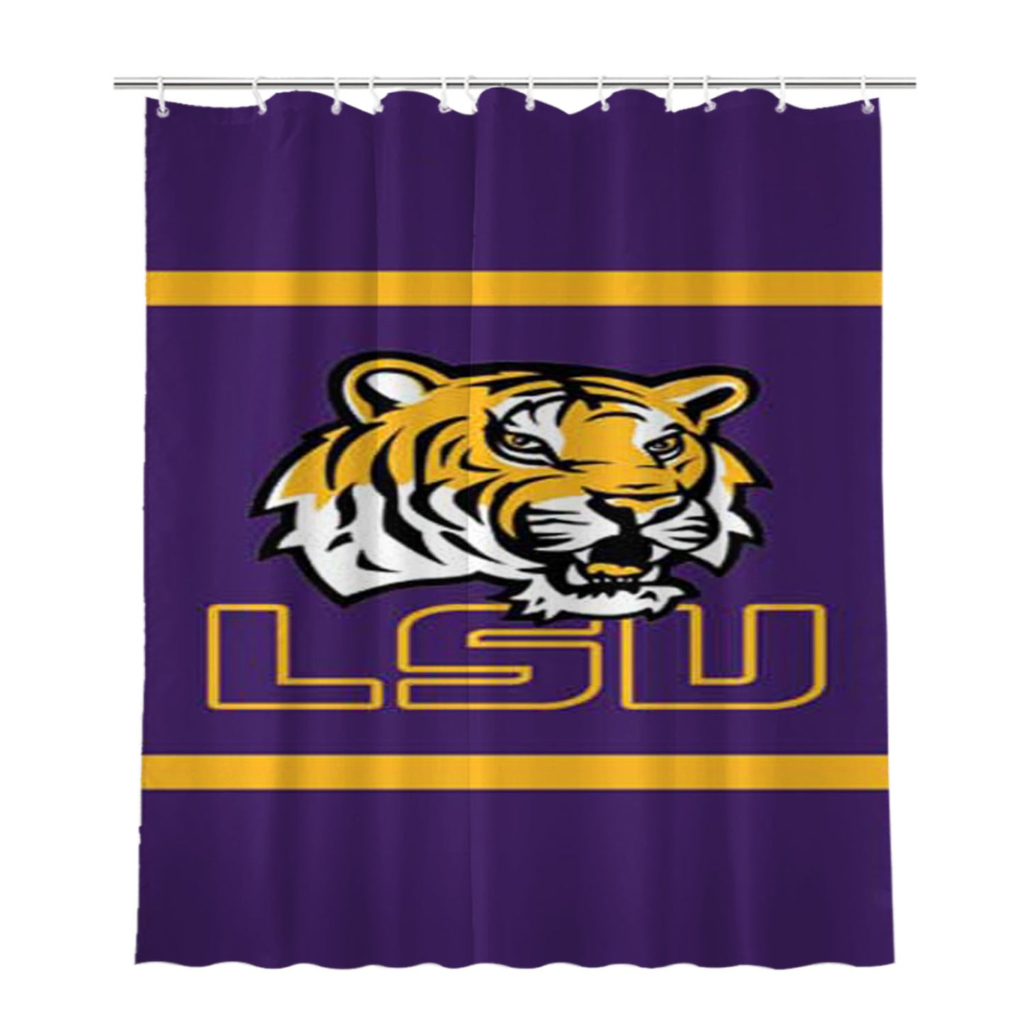 Lsu Tigers Bathroom Shower Curtain Fabric Waterproof | 66 X 72 Inch