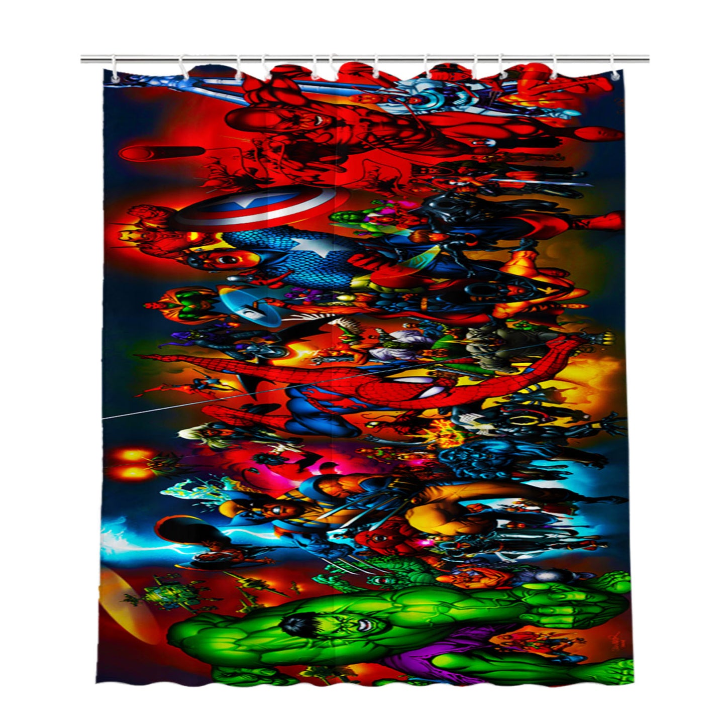 Marvel Heroes Collage Bathroom Shower Curtain Fabric Waterproof | 66 X 72 Inch
