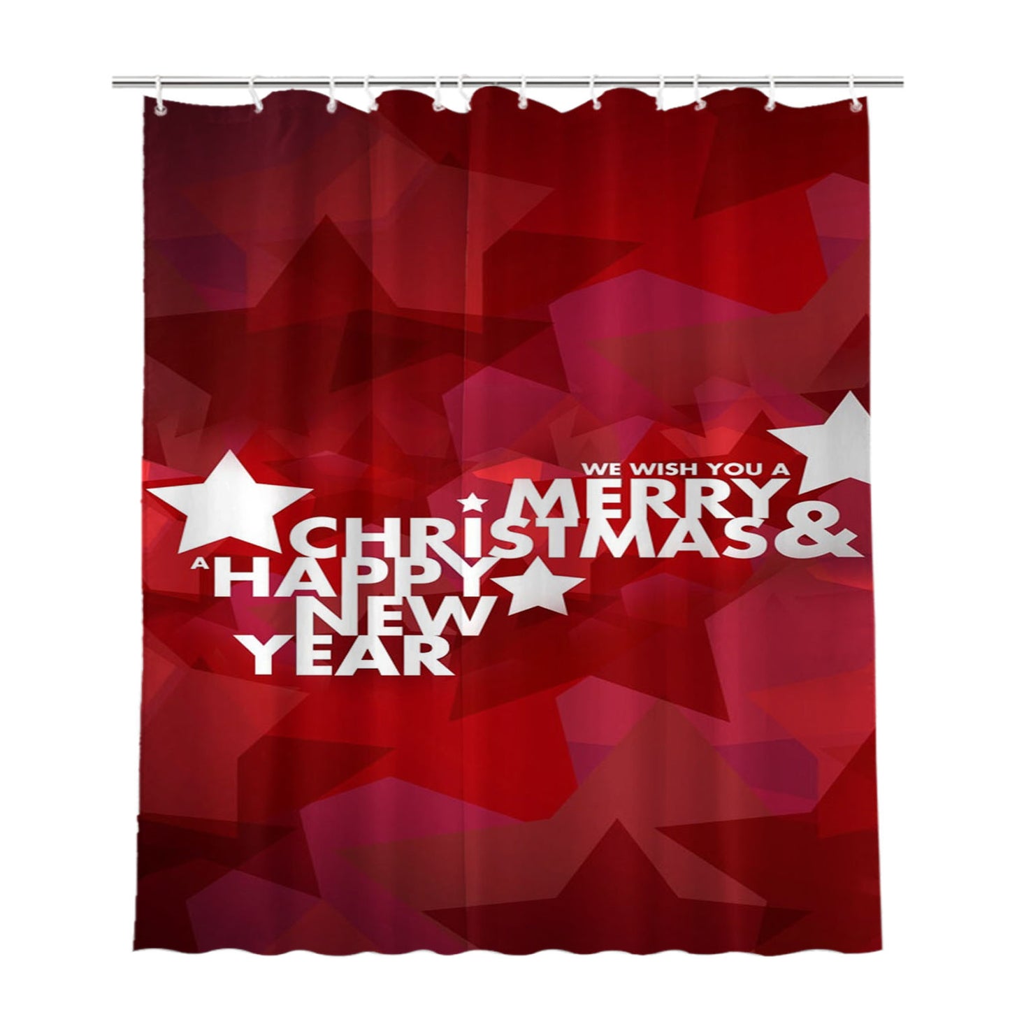 Merry Christmas Bathroom Shower Curtain Fabric Waterproof | 66 X 72 Inch