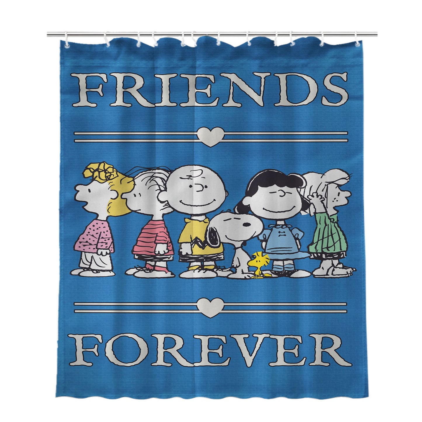 Peanuts Gang Friends Forever Bathroom Shower Curtain Fabric Waterproof | 66 X 72 Inch
