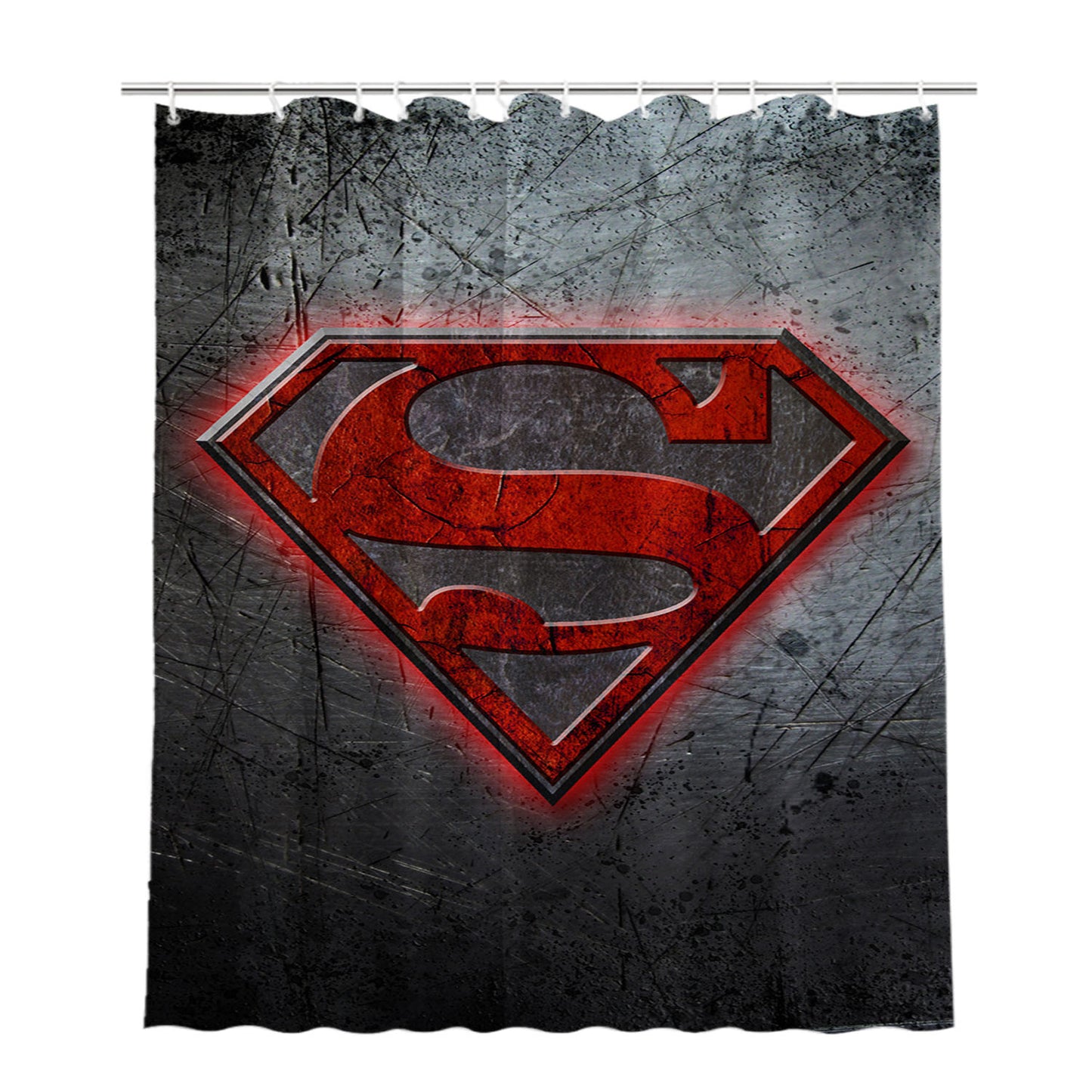 Superman Metal Logo Bathroom Shower Curtain Fabric Waterproof | 66 X 72 Inch