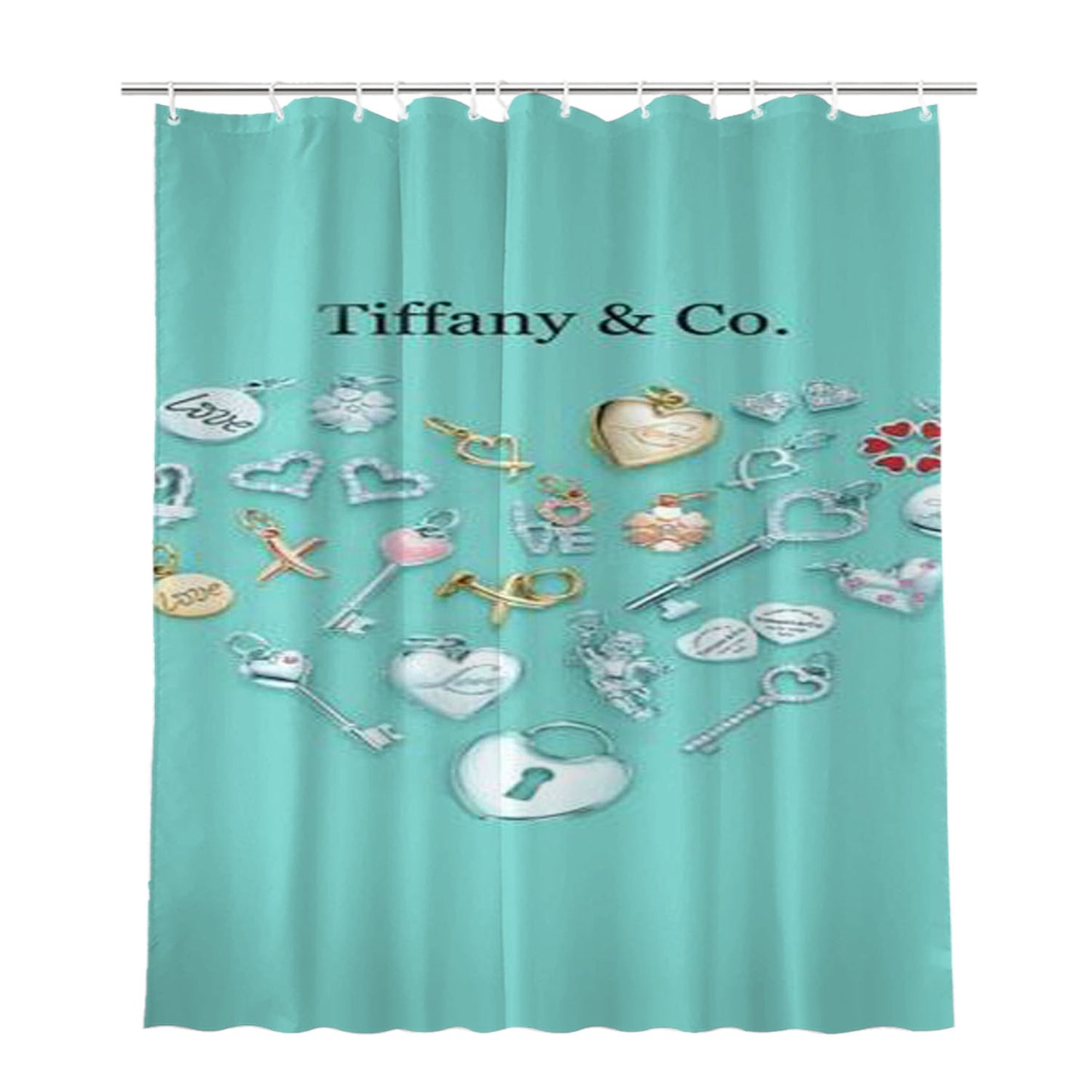 Tiffany And Co Love Bathroom Shower Curtain Fabric Waterproof | 66 X 72 Inch