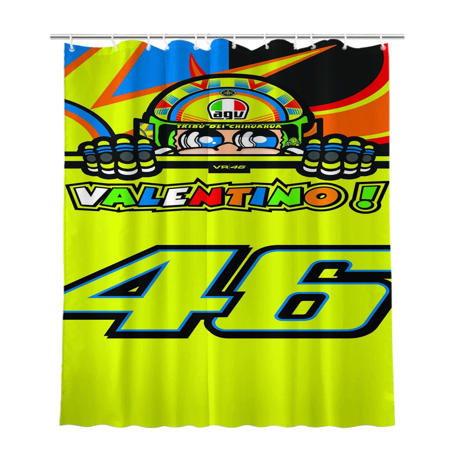 Valentino Rossi 46 Vr46 Bathroom Shower Curtain Fabric Waterproof | 66 X 72 Inch