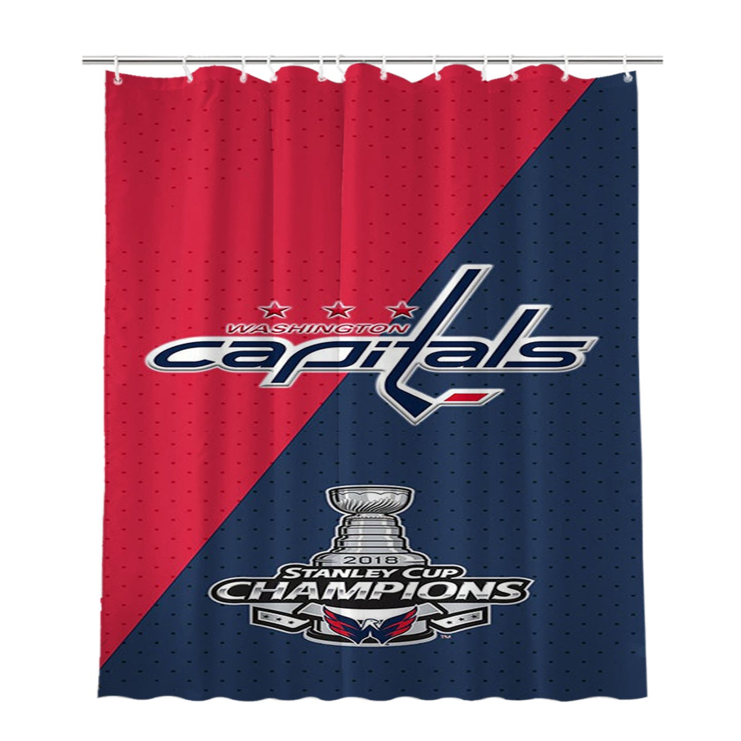 Washington Capitals Stanley Cup Bathroom Shower Curtain Fabric Waterproof | 66 X 72 Inch