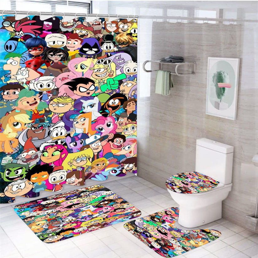 All The Best Cartoon Network 4Pcs Bathroom Set Shower Curtain